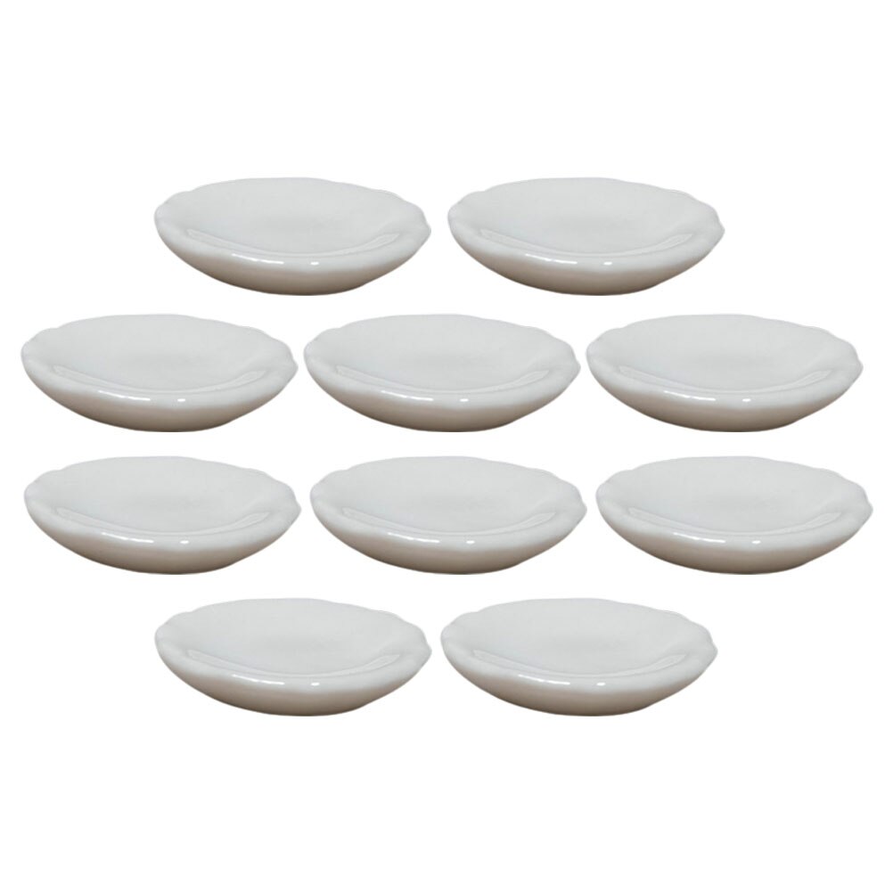 10Pcs Mini House Ceramic Plates Mini House Scene Layout Props Mini Tableware