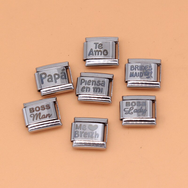 Hapiship Top Original Daisy Letter Spanish Language Charm Fit 9mm Width Bracelet Stainless Steel DIY Making Jewelry DJ265