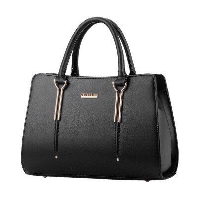 Women Bag Vintage Handbag Casual Tote Women Messenger Bags Shoulder Top-Handle Purse Wallet Leather Black Blue: Black