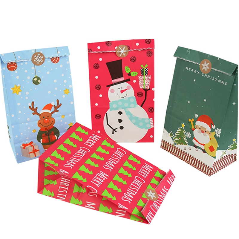 5 stk juleposer kasse slik mad kager emballage papirpose julefest dekorationer forsyninger navidad xmas børn