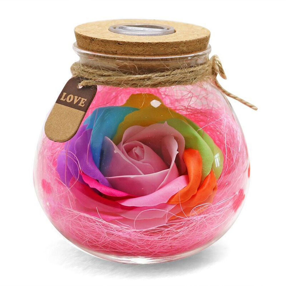 LED RGB Rose Lamp Bloem Fles Nachtlampje Afstandsbediening Rose Lamp Verlichting LKS99: Pink