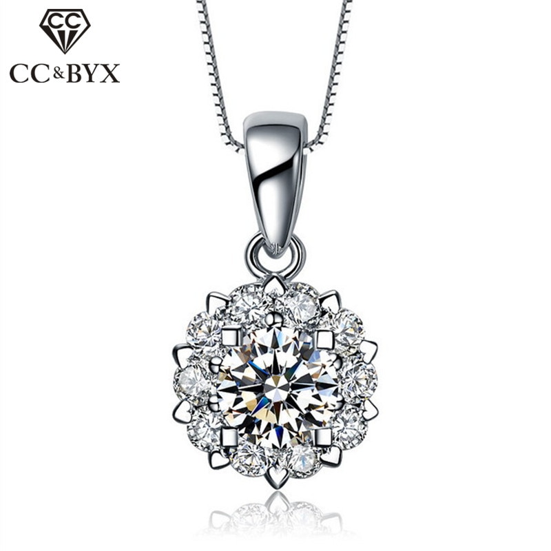 CC collares colgantes para las mujeres de plata maciza 925 copo de nieve Cubic Zirconia corazón hueco colgante, joyería clásica, SIN Cadena CCN266