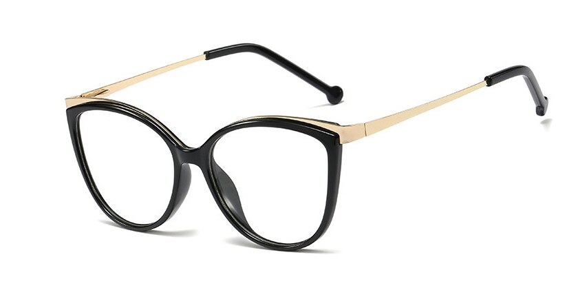 48052 Plastic Titanium Cat Eye Retro Glasses Frames Ultralight Men Women Optical Computer Glasses: C1 black