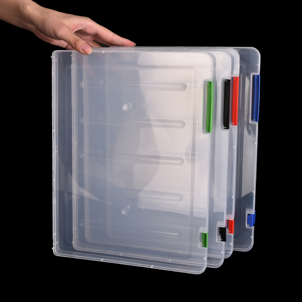 3 kleuren A4 Transparante Opbergdoos Clear Plastic Document Papier Vullen Case Bestand PP Office Organizer Onzichtbare Opslag Gevallen