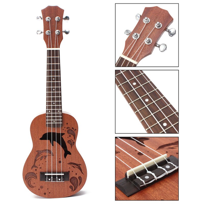 21 Inch Soprano Ukulele Uke Hawaii Guitar Sapele 15 Fret Wood Ukulele Musical Instruments For Begginer