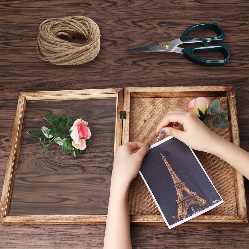 OurWarm Shadow Box Display Case Large Picture Frame with Linen Pin Board Memory Boxes Wedding Bouquet Wall Rustic Shadow