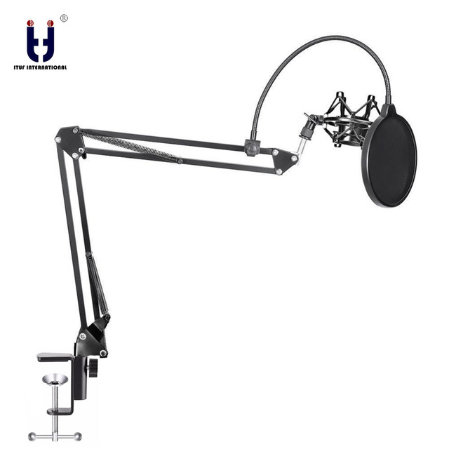 Metalen Geklemd Microfoon Stand 4.5 Cm Diameter Microfoon Cantilever Beugel Statief Microfoon Stand Met Een Spider Cantilever: Black