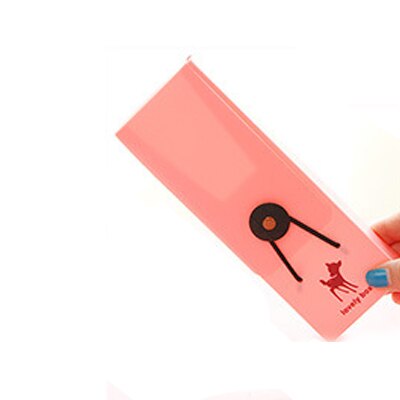 Estuche de lápices de plástico con dibujo animado Color caramelo, estuche escolar, papelería para estudiantes, material escolar,: Rosa