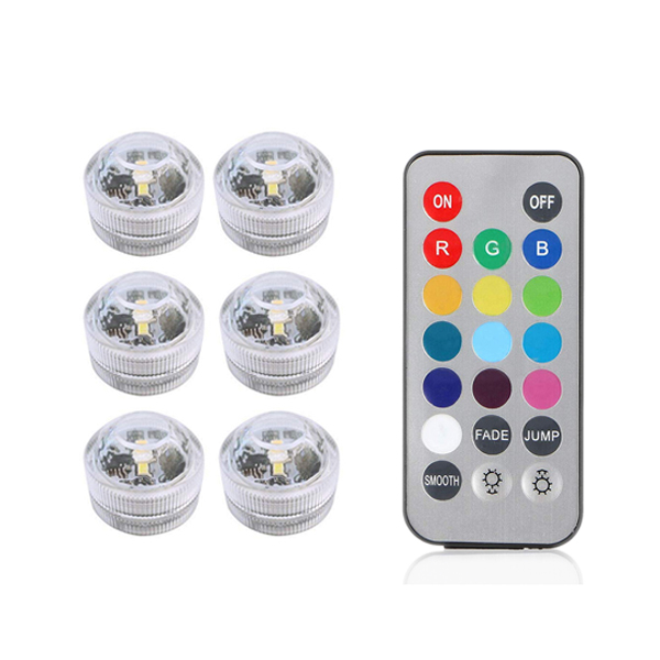 Battery Operated RGB Submersible LED Underwater Light Night Lamp for Fish Tank Pond Swimming Pool Wedding Party Vase Bowl: 6 lamp 1 controller