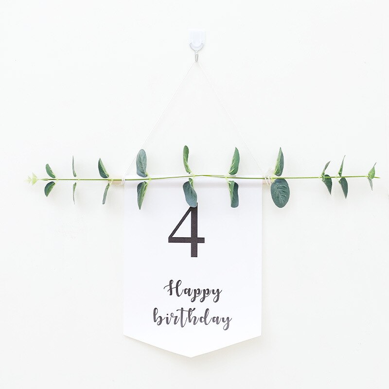 Banderole blanche pour anniversaire de 1 à 9 ans, guirlande de banderole, décoration pour premier anniversaire, fête prénatale, cent jours: 4th Banner