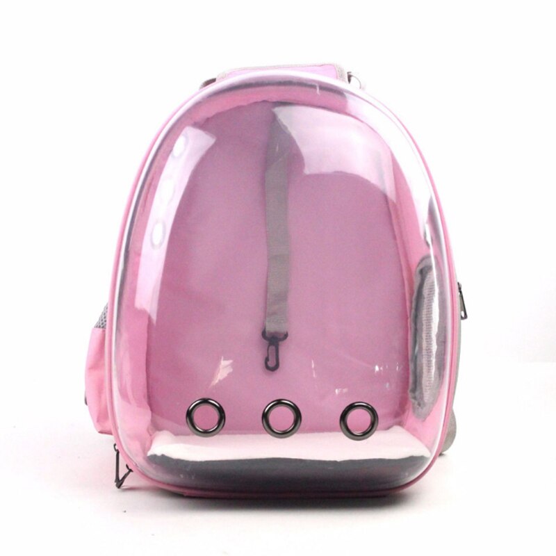 Portable Pet Cat Backpack Outdoor Travel Breathable Capsule Capsule Small Dog Cat Backpack Pet Carry Transparent Backpack: Pink