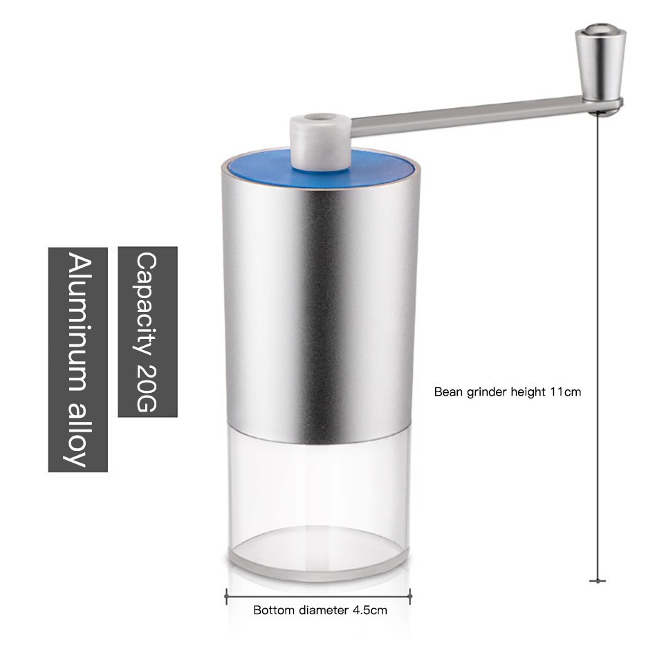 Manual Coffee Bean Grinder Cast Iron Burr Hand Wooden Mill for Travel Kitchen Cereals Nuts Beans Spices Grains Grinding Machine: Alloy color