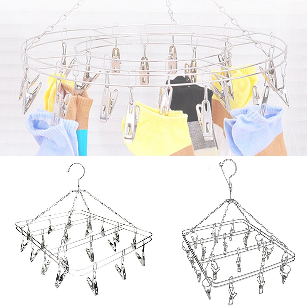 20 Peg Stainless Steel Home Sock Underwear Laundry Clothes Dryer Rack Hanger