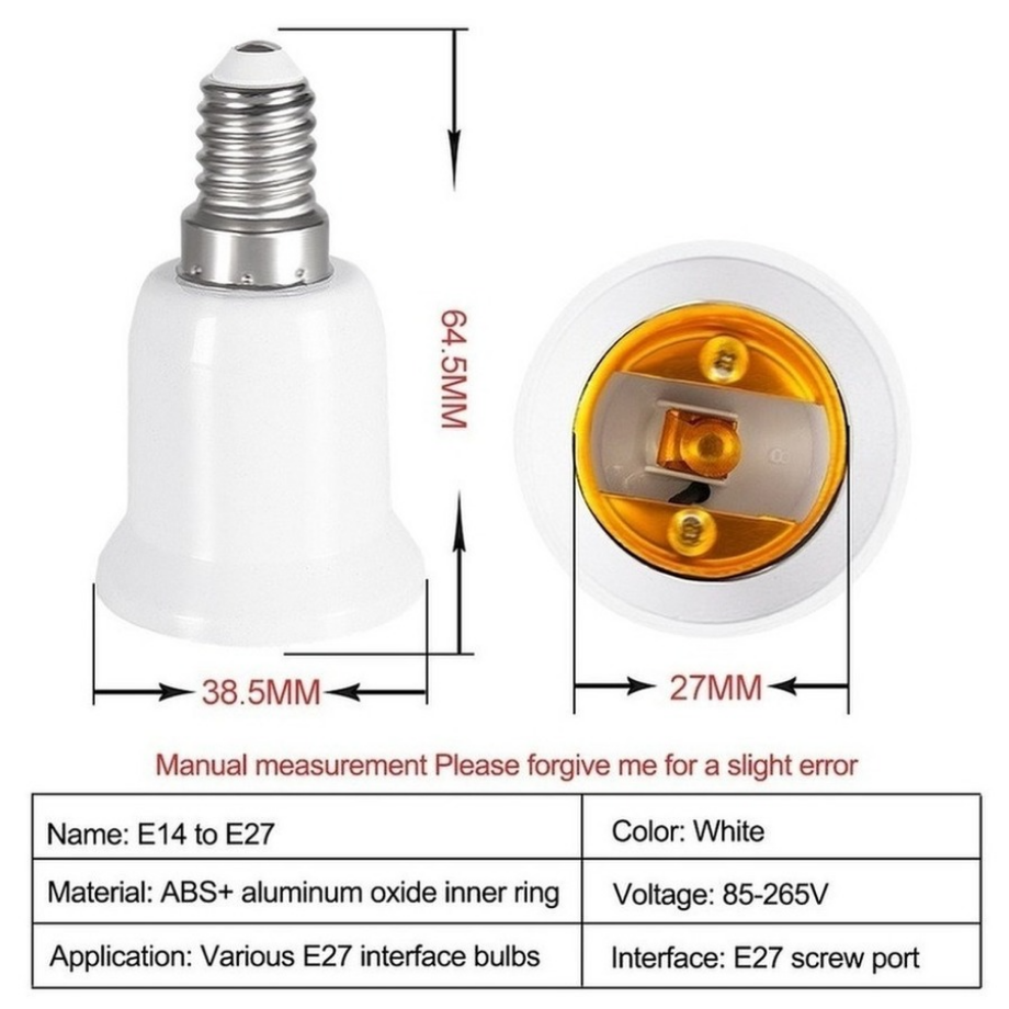 Adaptador VzzUoo E14 a E27, enchufe de conversión, convertidor de plástico ignífugo, Material de , adaptador de bombilla, portalámparas