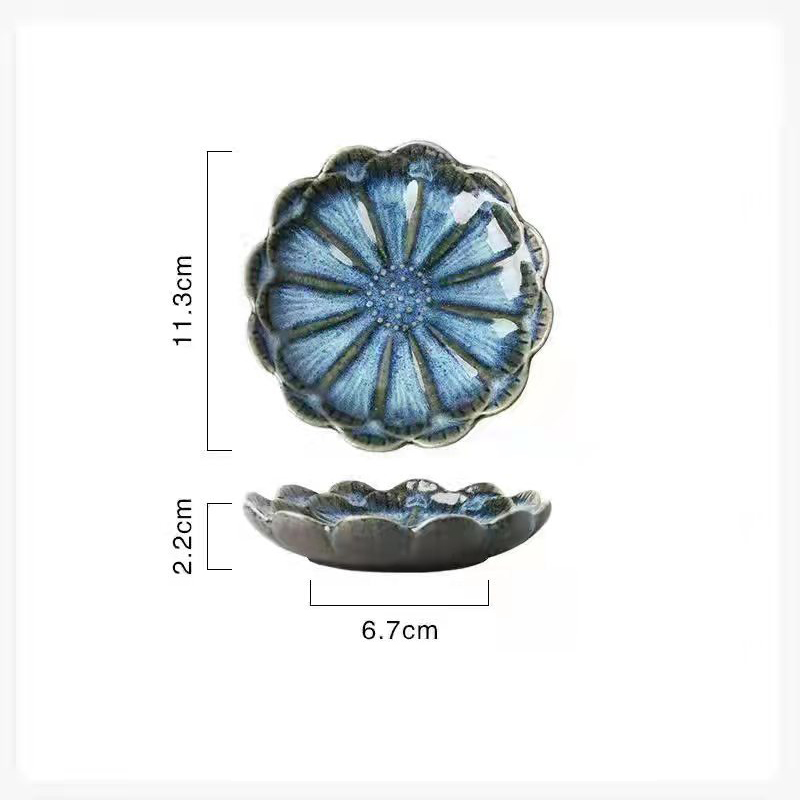 Keramisk tallrik retro ugnsglasyr japansk sås multifunktionell förvaringsbricka mini dippning sashimi sushi sojarätter hem snackstallrik: Silver-