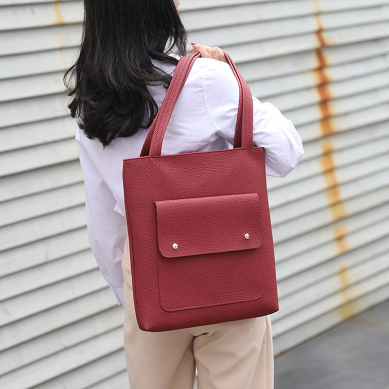 Vrouwen Lederen Handtas Lichee Patroon Grote Capaciteit Messenger Bag Voor Outdoor B2Cshop
