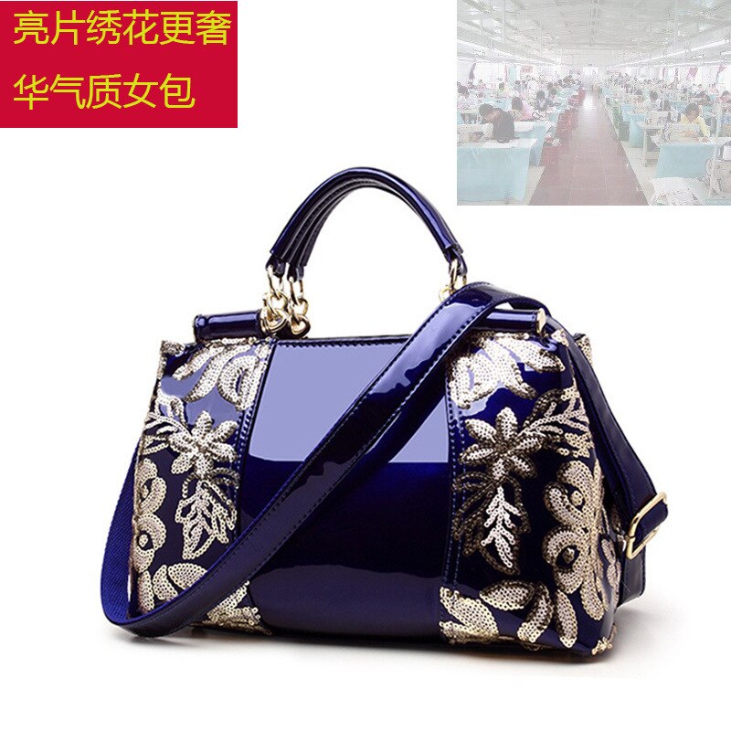 Leather Woman Package Single Shoulder Paillette Portable Diagonal Bag