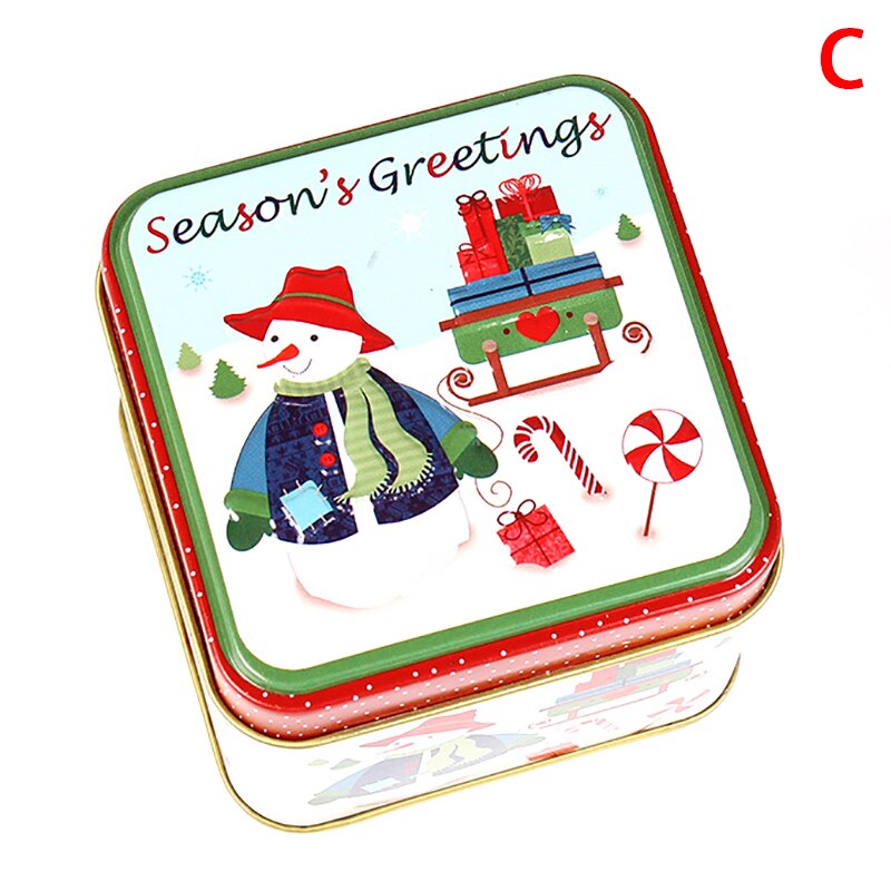 1pc julekasse pakke tin kasse bryllupsfest slik bagning cookies kiks kasse container til xmas holder: C