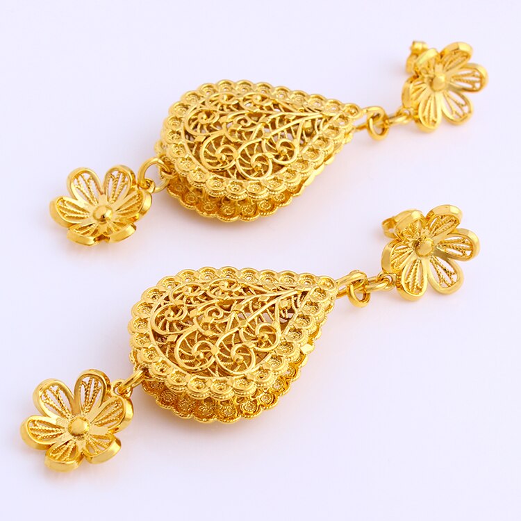Adixyn Afrikanische Große Größe Schmuck Gold Farbe Halskette/Ohrringe/Anhänger für Frauen Arabischen/Afrikanische Hochzeit/Party N08082