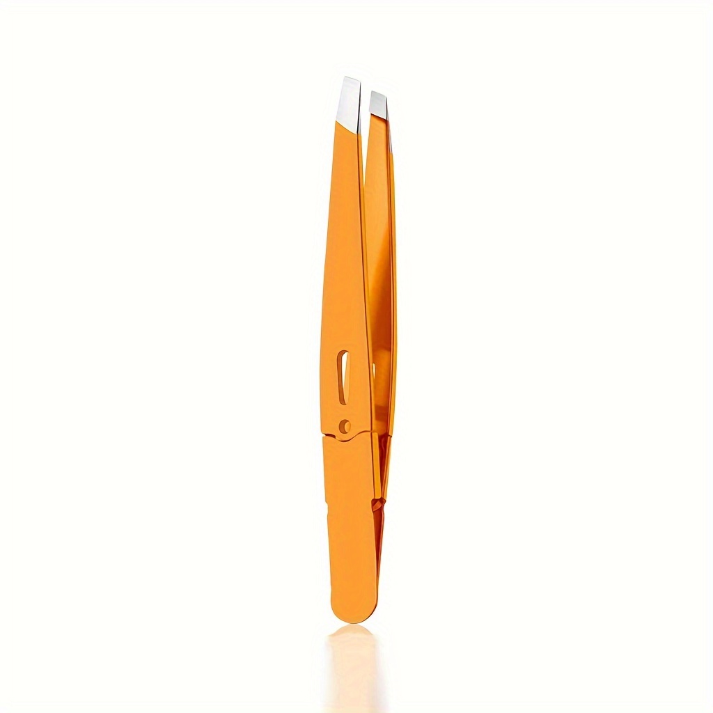 Augenbrauenpinzette aus Edelstahl, hohle farbige Pinzette, Mehrzweck-Pinzette mit schrägem Mund, Bartentfernung, Augenbrauenclip: Orange