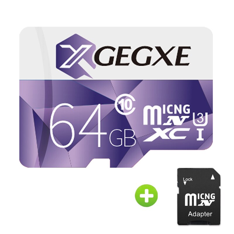 Xgegxe Microsd 32 Gb Geheugenkaart 8 Gb 16 Gb 64 Gb 128 Gb 256 Gb Micro Sd-kaart C10 98 Mb/s Tf Card Flash Drive Voor Smartphone: 64GB-Adapter