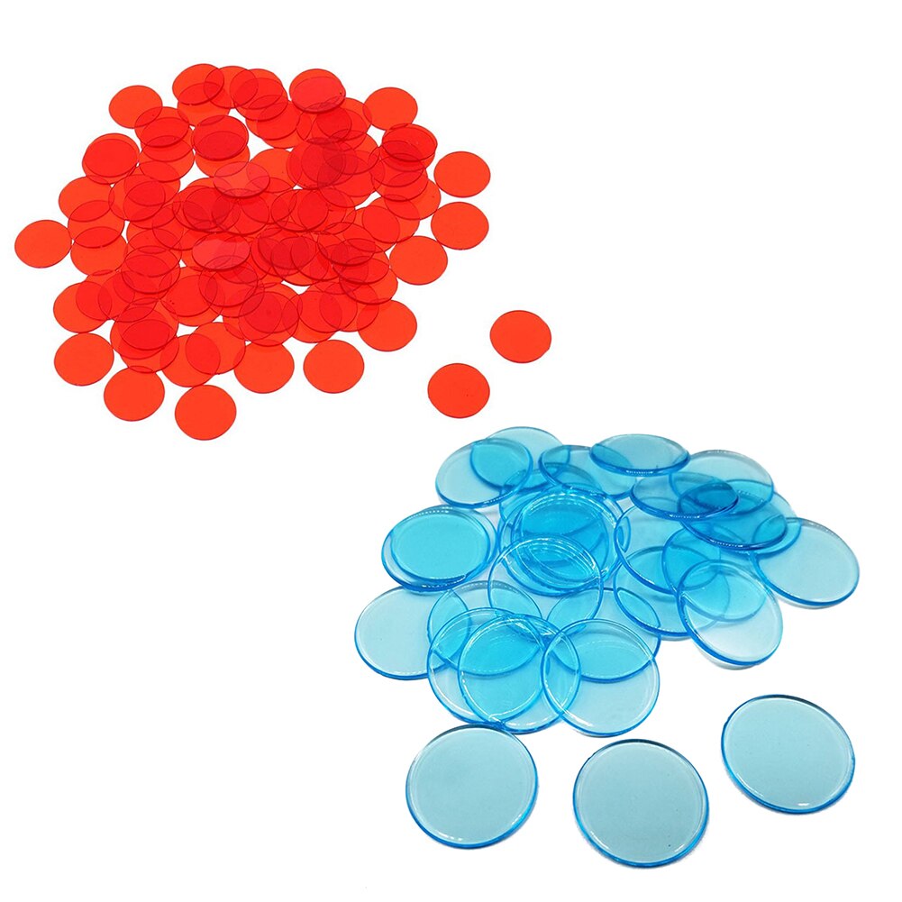 100Pcs 19Mm Kids Bingo Chips Transparante Kleur Tellen Math Game Tellers Markers Plastic Kinderen Onderwijs Accessoire Speelgoed