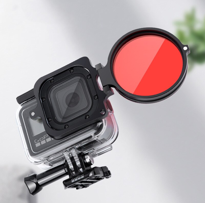 Filtro de buceo 58mm anillo para Gopro 8 Accesorios Negros funda impermeable Original filtros de buceo submarino rojo púrpura + 16 Close Up