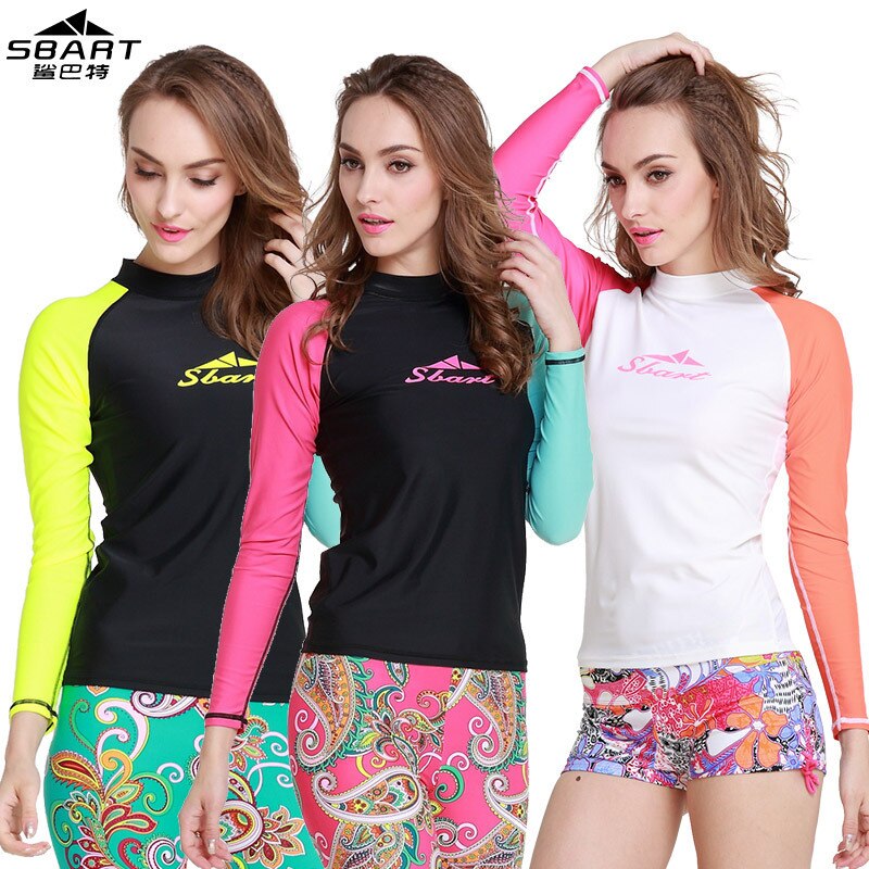 Vrouwen Basic Skins Lange Mouwen Crew Rash Guard Shirt Skin Wetsuit