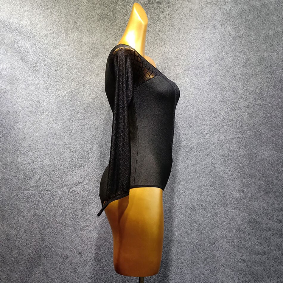 Latin Dance Dress Women Black One Side Sleeve Latin Dance Tops for Ballroom Samba Tango Chacha Dancing Performamnce T039