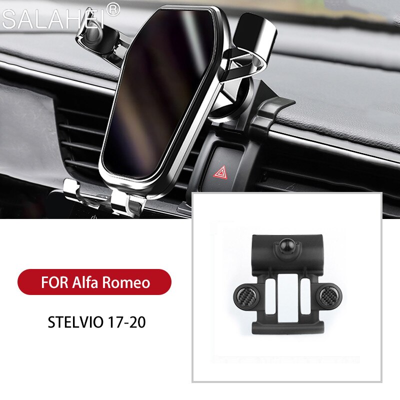 For Alfa Romeo STELVIO 17-20 Gravity Car Mobile Phone Holder Bracket Car Air Vent Mount No Magnetic Smartphone Holder GPS Stand