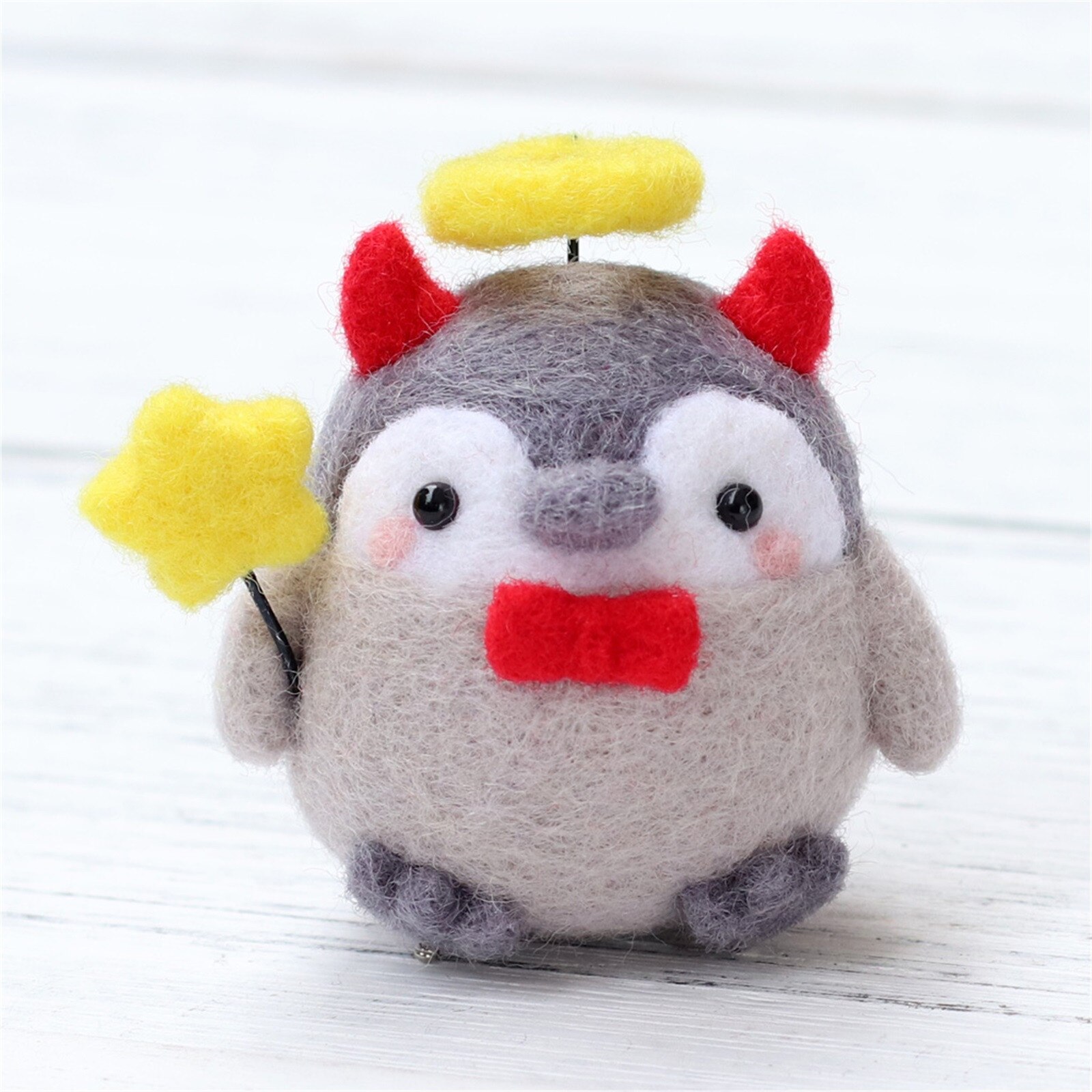 Cute Penguin Pattern Handmade DIY Poke Wool Felts Material Production Package Non-Finished Year Toys For Girls F: C