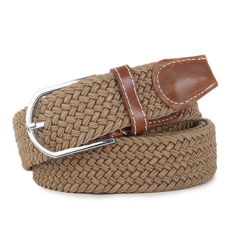 Cinturones de lona elástica para mujer, de , a la , hebilla de punto, cinturón ajustable, cinturones de lona para vaqueros, novedad de: Dark Khaki
