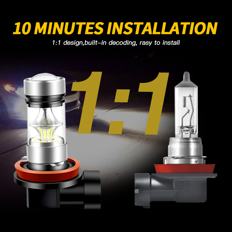 2 uds para Honda Civic 2006 2007 H8 H11 bombillas Led luces antiniebla 2400LM 6000K 12V bombillas blancas para automóvil
