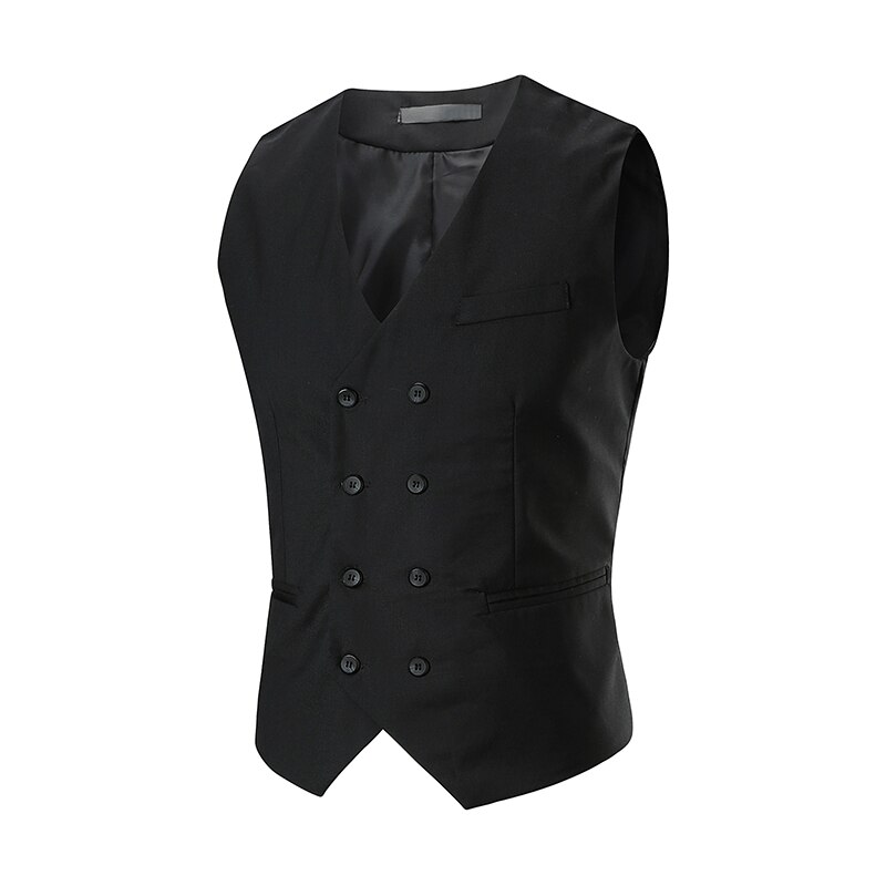 Vesten heren lente/herfst v-hals dubbelrijs vest heren zwart grijs wit vesten & gilets