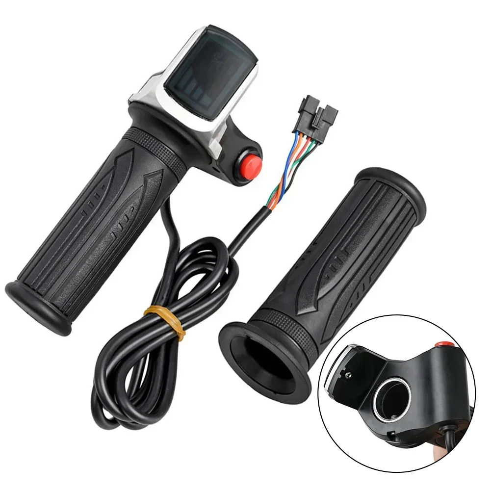 36V 6pin E-Bike Throttle Electric Scooter Accelerator Bicycle Grip Handlebar LED Display Throttle Electric Bike Replacement