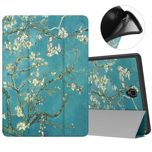 Moko-hoesje voor samsung galaxy tab  s4 10.5 met s-penhouder, zachte tpu ultraslanke drievoudige smart stand-hoes met automatische wake/sleep: Amandelbloesem