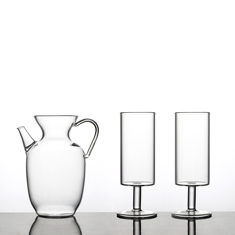 WIZAMONY-TETERA de té verde de vidrio, resistente a altas temperaturas, maceta de estilo japonés, soporte, trompeta, Song pot, taza de feria: One pot and two cups