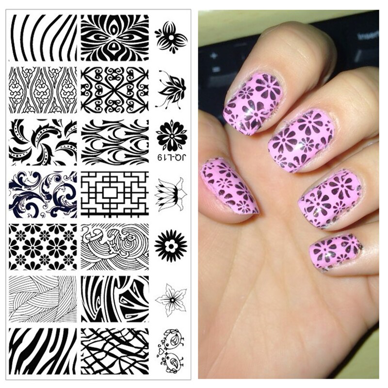12 x 6cm rustfrit stål skønhed blonder billede nail art gør det selv billede printer manicure stencils negle stempling plader skabeloner