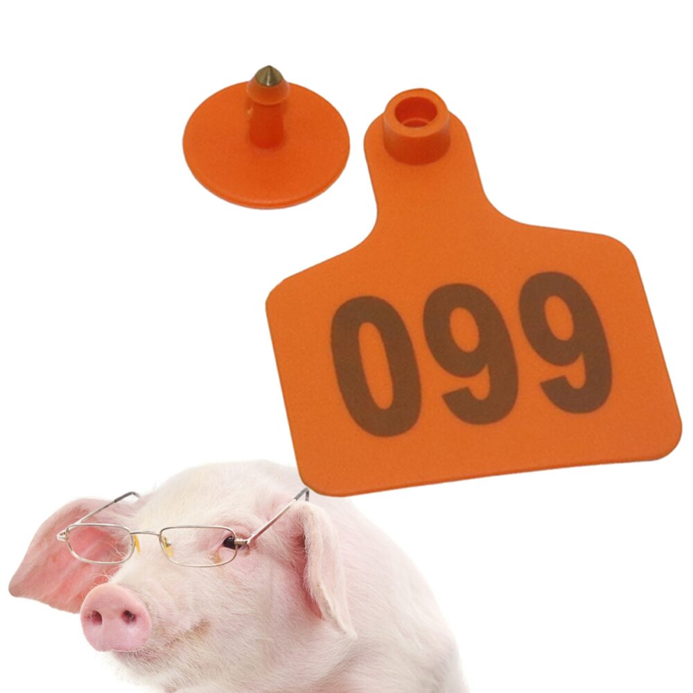 Étiquettes d'oreille de vache, 100 pièces, animaux de ferme, Identification de voiture avec le mot numéro (jaune)