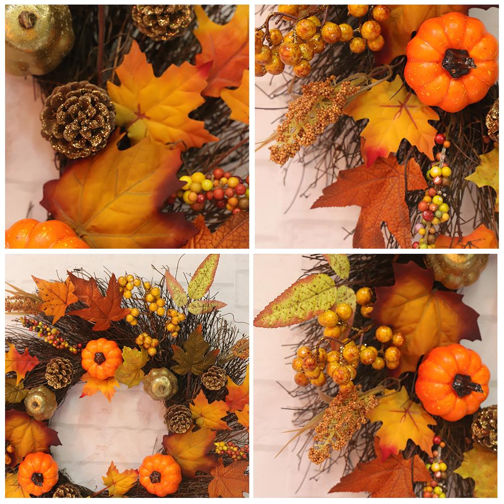 45/60Cm Pompoen Dennenappel Krans Bloemen Kransen Deur Krans Voor Bruiloft Home Party Decoratie Kerst Thanksgiving