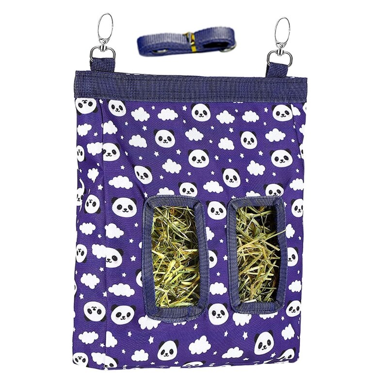 Mangiatoia di fieno appesa sacchi di fieno di coniglio borsa impermeabile per piccoli animali domestici: viola panda