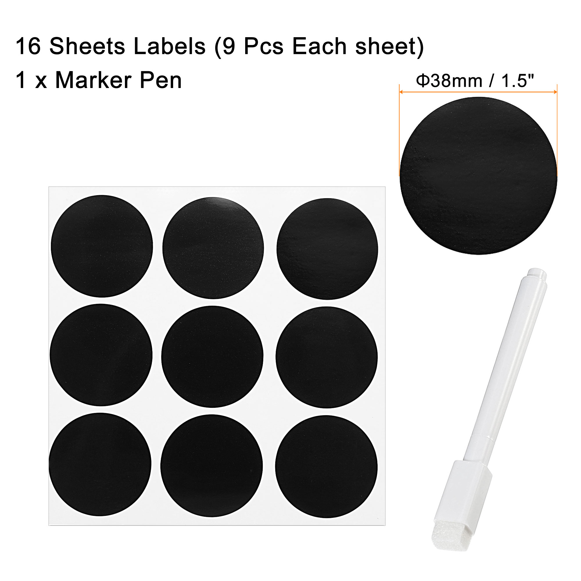 72/144 pezzi etichette adesive per lavagna nera rotonda etichette adesive per spezie da cucina etichette per bottiglie domestiche etichette pennarello cancellabile: giallo