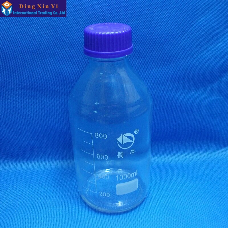1000ML Clear glass reagent bottle with blue screw cap transparency laboratory reagent bottle lab glassware