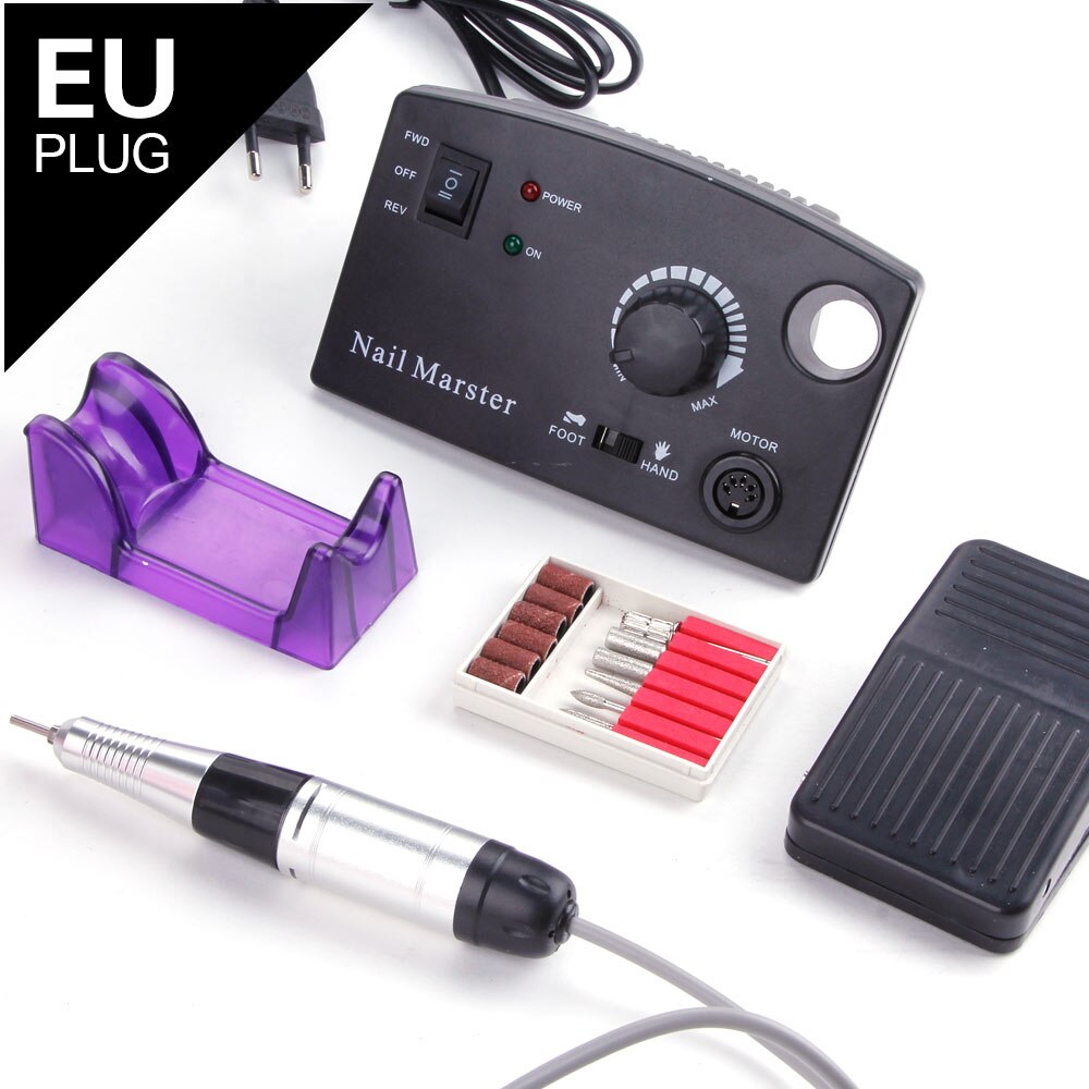Máquina pulidora eléctrica para manicura y pedicura, 35000RPM, 25W, lima de uñas con diamantes, eliminador de esmalte de Gel: Black