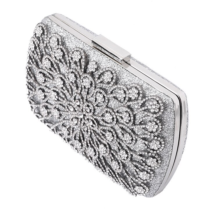 Diamant hule kveldsvesker påfugl blomster bryllup middag kløtsj lommebøker med kjede fest veske  mn1520