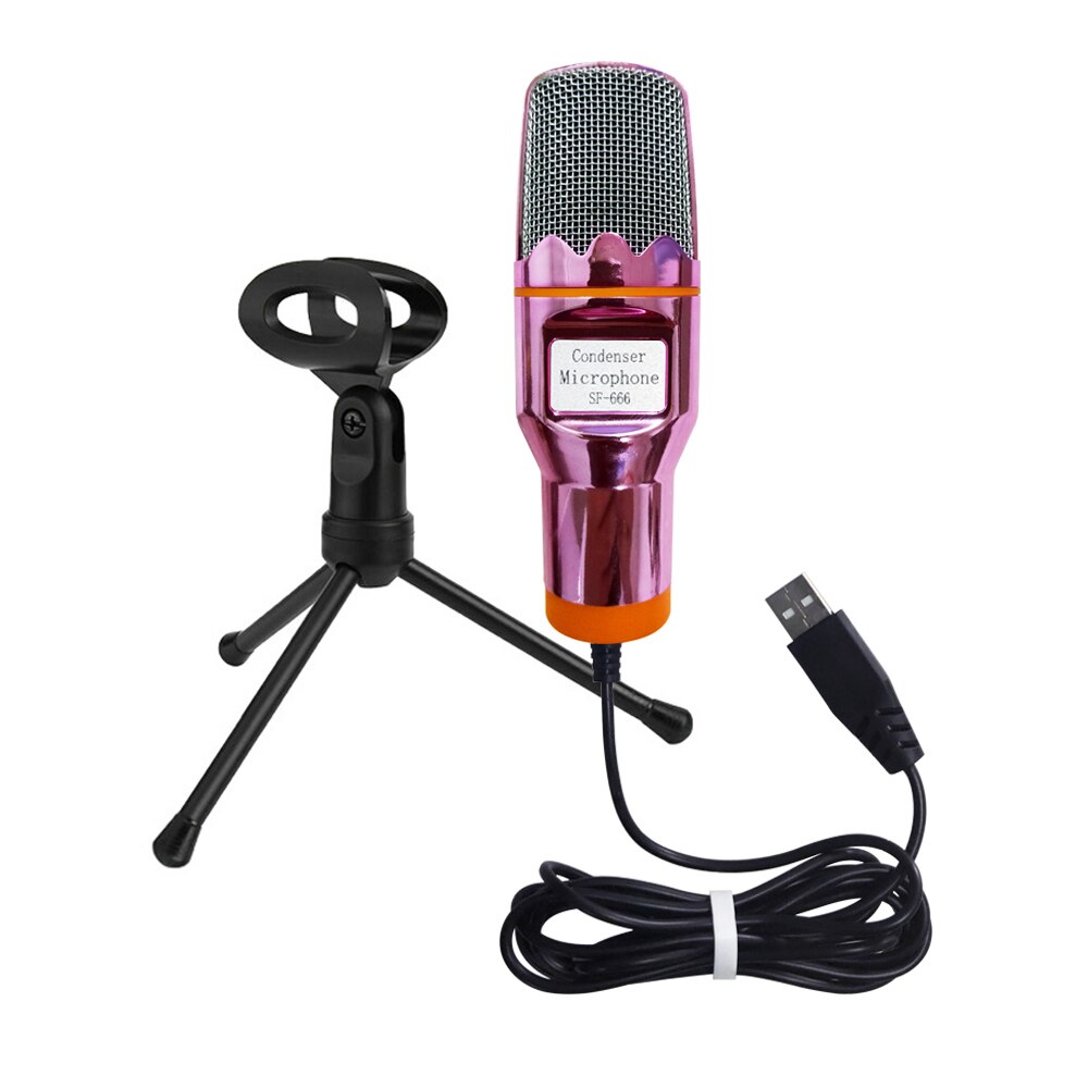 Microphone à condensateur USB avec trépied de bureau, Microphone d&#39;ordinateur, diffusion en direct, pour chat sur ICQ MSN, Skype, enregistrement en direct,: Pink