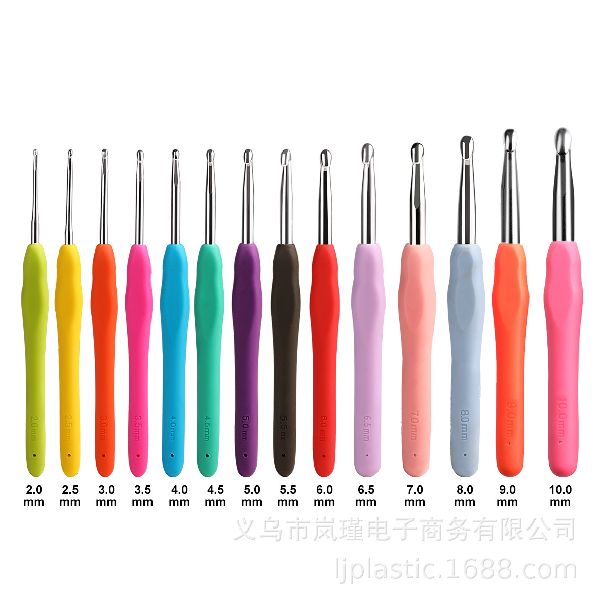 Juego de ganchos de ganchillo de 2mm-10mm y 14 tamaños, agujas de ganchillo extralargas con empuñaduras de goma suaves y ergonómicas para manos artríticas principiantes: Rosa