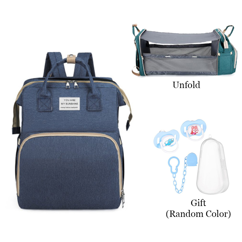 Folding Mommy Bag Lightweight Portable Folding Crib Bed Large-capacity Baby Backpack Female Mommy Outting Bag Bolsa Feminina DDJ: Standard-D-blue1AFNZ
