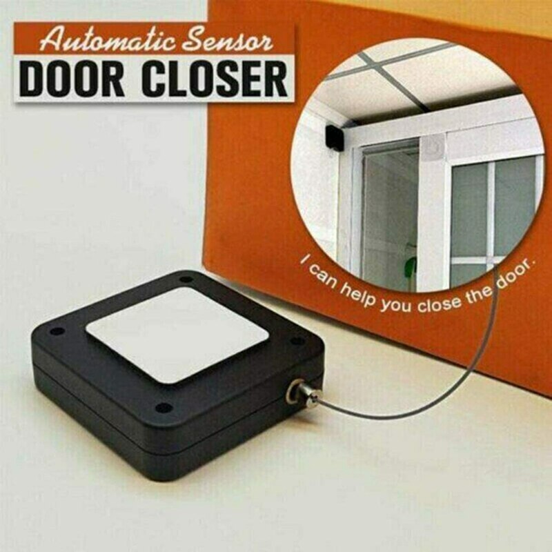 Cuerda de alambre automática para cerrar puertas, caja de tracción antirrobo que puede cerrar automáticamente todas las puertas (negro)