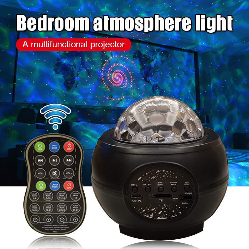 Ster Licht Projector Ocean Wave Projector Met Bluetooth Muziek Speaker Voor Slaapkamer Party Home Nachtlampje PUO88